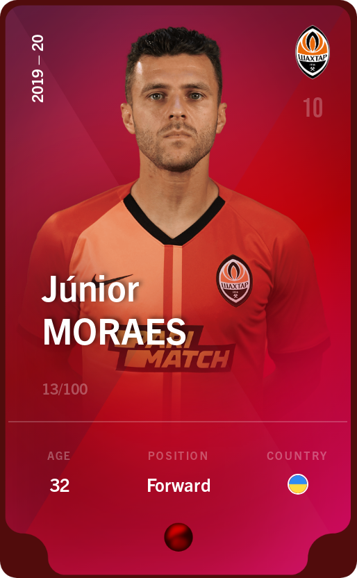 Sorare - Sorare Official - Júnior Moraes 2019-20 • Rare 13/100 - NFT # 115233579344395088351978364980533766432228145395632055106374370325530929500702