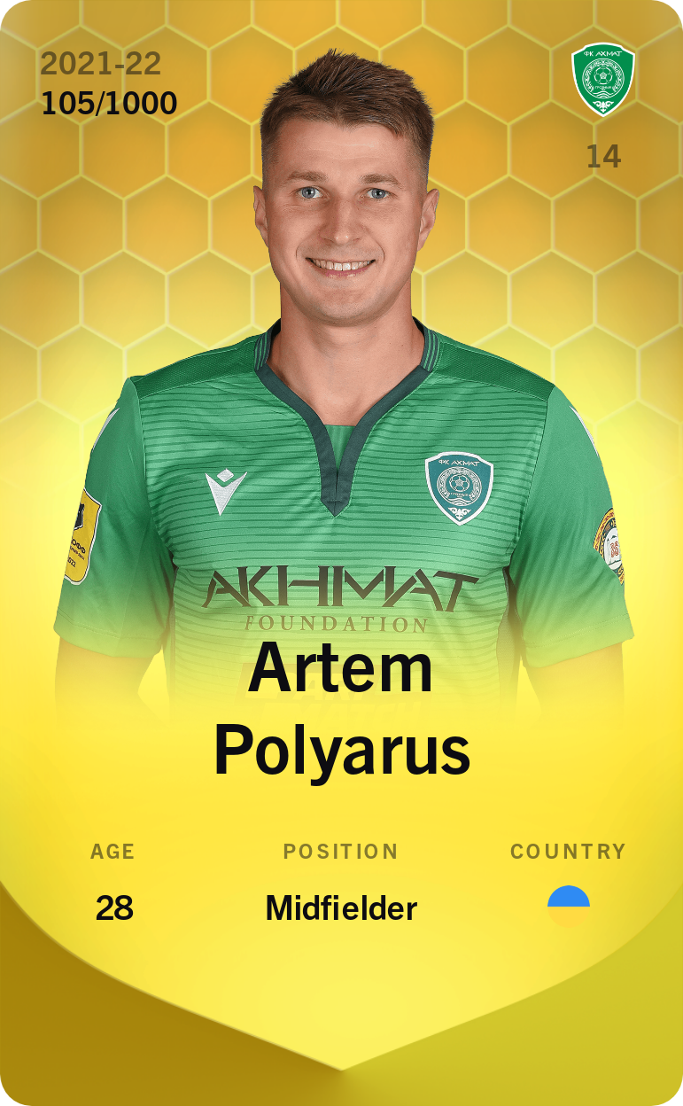 Sorare - Sorare Official - Artem Polyarus 2021-22 • Limited 105/1000 - NFT # 70895528674814717346335815472770588647772357382781551141573508270304607023685
