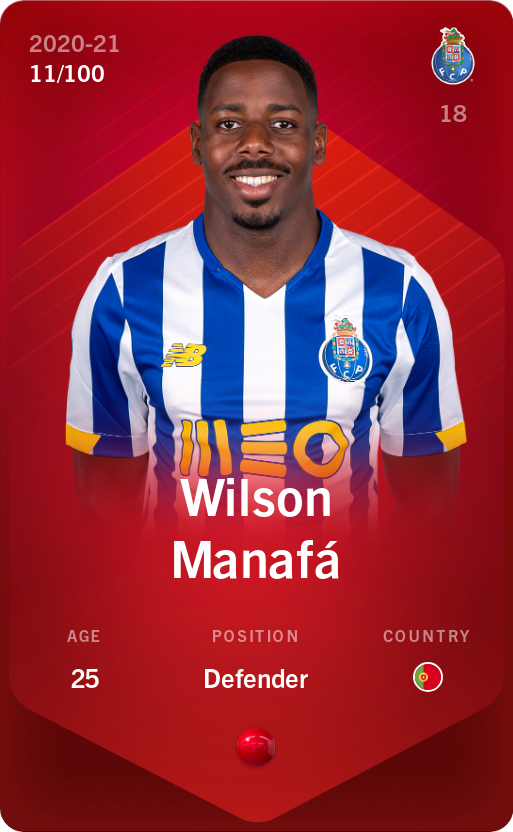 Sorare - Sorare Official - Wilson Manafá 2020-21 • Rare 11/100 - NFT # 32099413047337036527763844731552782913088413347586778467663011447683585760648