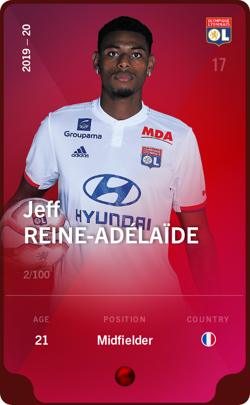 Sorare - Sorare Official - Jeff Reine-Adélaïde 2019-20 • Rare 2/100 - NFT # 43774715108189051345618564608771533855711343769667925145638015127921552364257