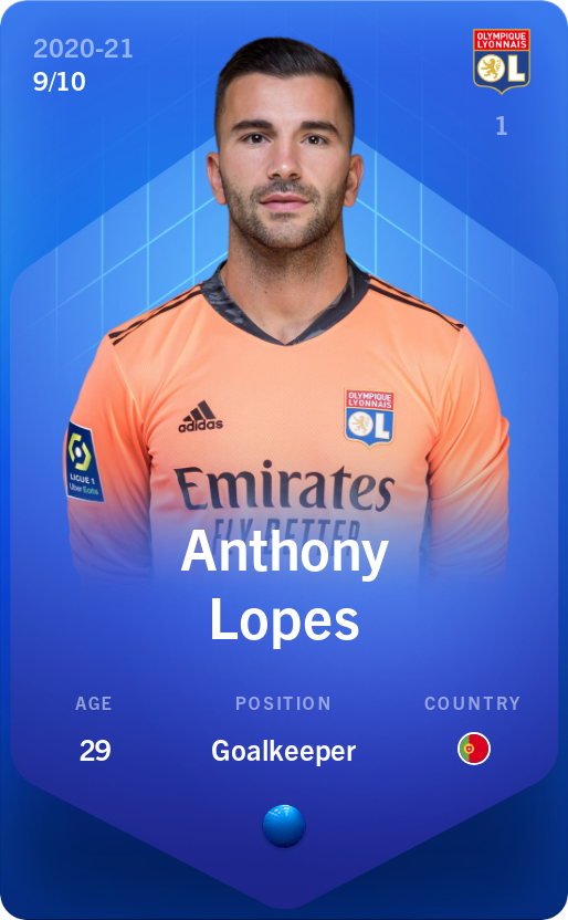 Sorare - Sorare Official - Anthony Lopes 2020-21 • Super Rare 9/10 - NFT # 59971932390646290427934463030466040699179946139326532913887612618343570673863