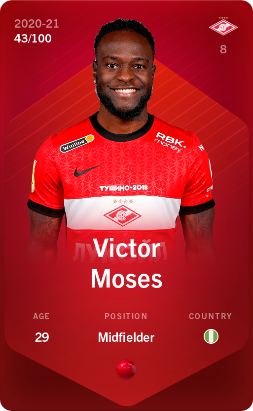 Sorare - Sorare Official - Victor Moses 2020-21 • Rare 43/100 - NFT # 60466196868803368676542368376340583579229871297316458209854884283897764655114