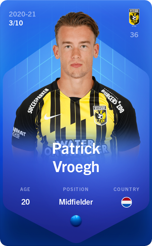 Sorare - Sorare Official - Patrick Vroegh 2020-21 • Super Rare 3/10 - NFT # 72593197565870862368175699675581619499309403004203050246141074519149862678976