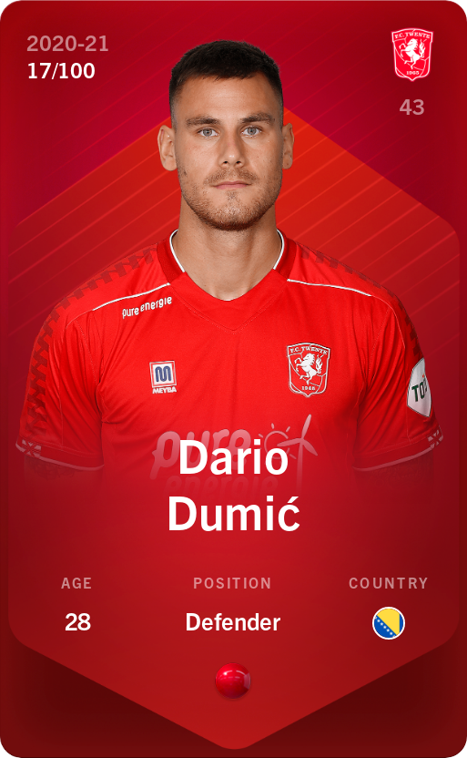 Sorare - Sorare Official - Dario Dumić 2020-21 • Rare 17/100 - NFT # 63927521434339493232249536375796211403234006533608265420161847065540711567537
