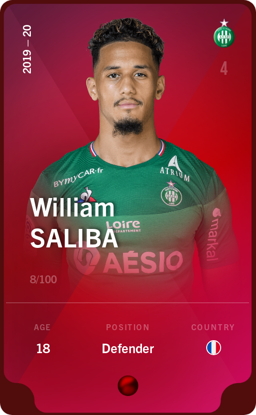 Sorare - Sorare Official - William Saliba 2019-20 • Rare 8/100 - NFT # 73570011839019314973140263987817532316846500568449692776108185620191105689741