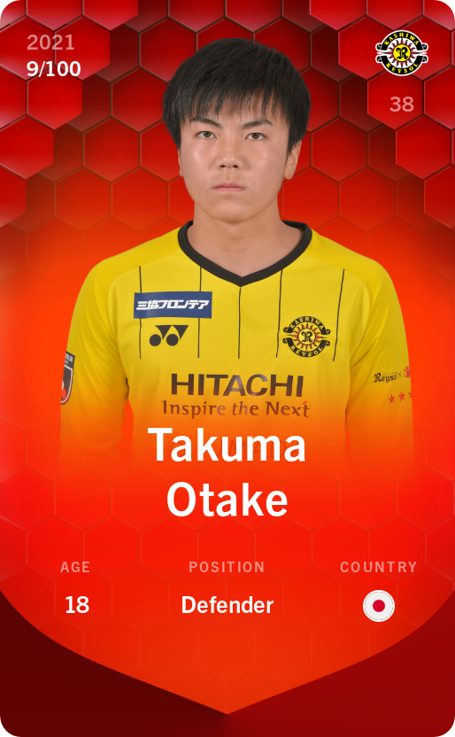 Sorare - Sorare Official - Takuma Otake 2021-22 • Rare 9/100 - NFT # 50248178908720435075107587849356848581781001152637639012884979946687614881613
