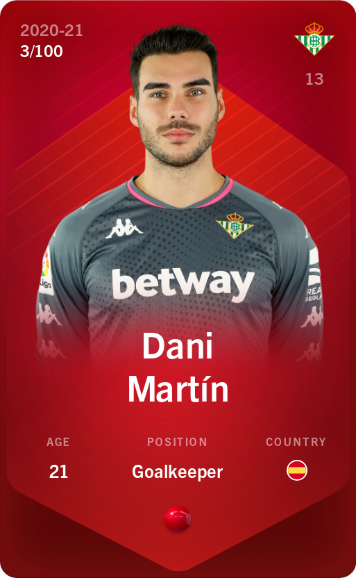 Sorare - Sorare Official - Dani Martín 2020-21 • Rare 3/100 - NFT # 107749512917870922728718775503645277251747383644963410696969876801670014699360