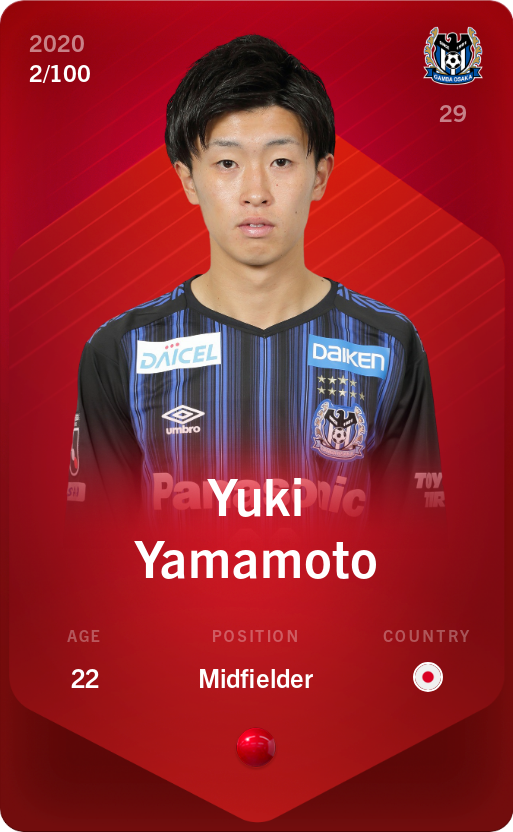 Sorare - Sorare Official - Yuki Yamamoto 2020-21 • Rare 2/100 - NFT # 55756903733991229165034092776217611959848173536189148848967602310001081604785