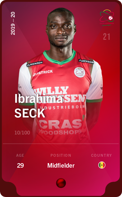 Sorare - Sorare Official - Ibrahima Seck 2019-20 • Rare 10/100 - NFT # 33954174986521537544244983404600258830663984057318325578347856958700482782187