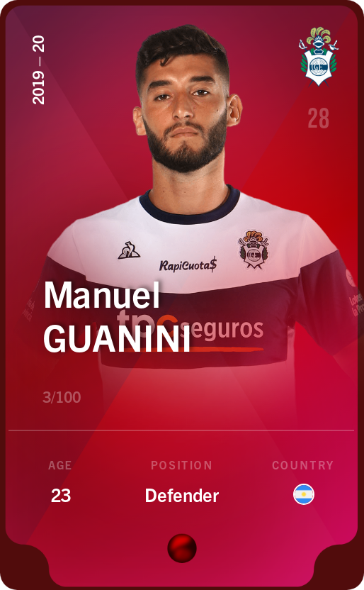 Sorare - Sorare Official - Manuel Guanini 2019-20 • Rare 3/100 - NFT # 38865815021732338762517180681111451997097604937013682770078287371360108339740