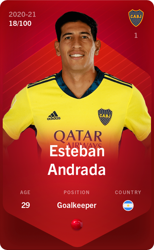 Sorare - Sorare Official - Esteban Andrada 2020-21 • Rare 18/100 - NFT # 44898002597314985704078200049630932560417112375466348997009354286545205577848