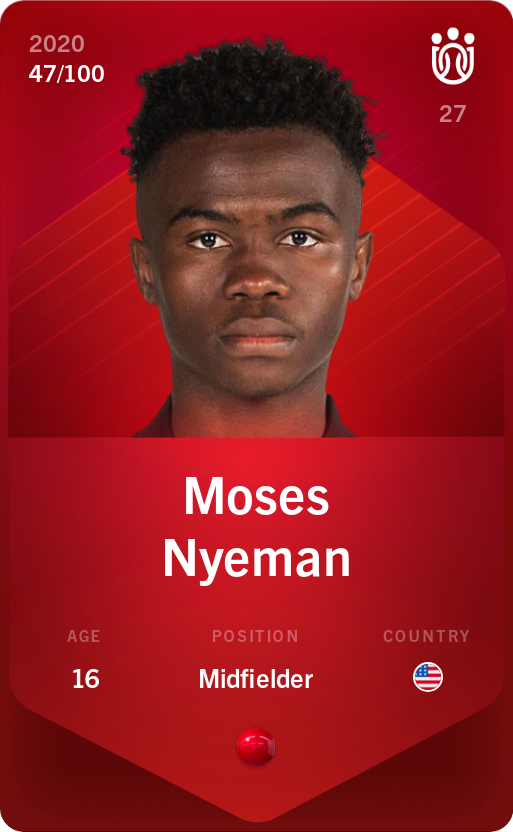 Sorare - Sorare Official - Moses Nyeman 2020-21 • Rare 47/100 - NFT # 51819919574660922463581322335130921960341043793638647201309344106230896735745