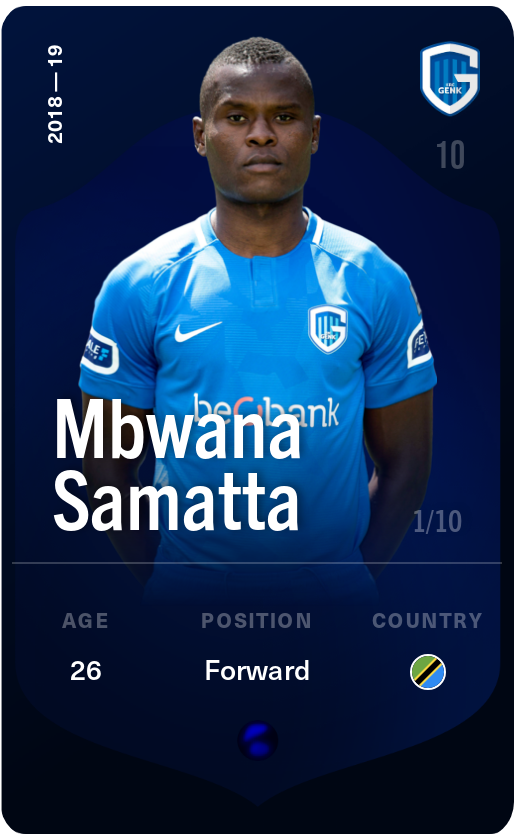 Sorare - Sorare Official - Mbwana Samatta 2018-19 • Super Rare 1/10 - NFT # 36103251551234102540954215980786010500266237867561759464413056863874250234116
