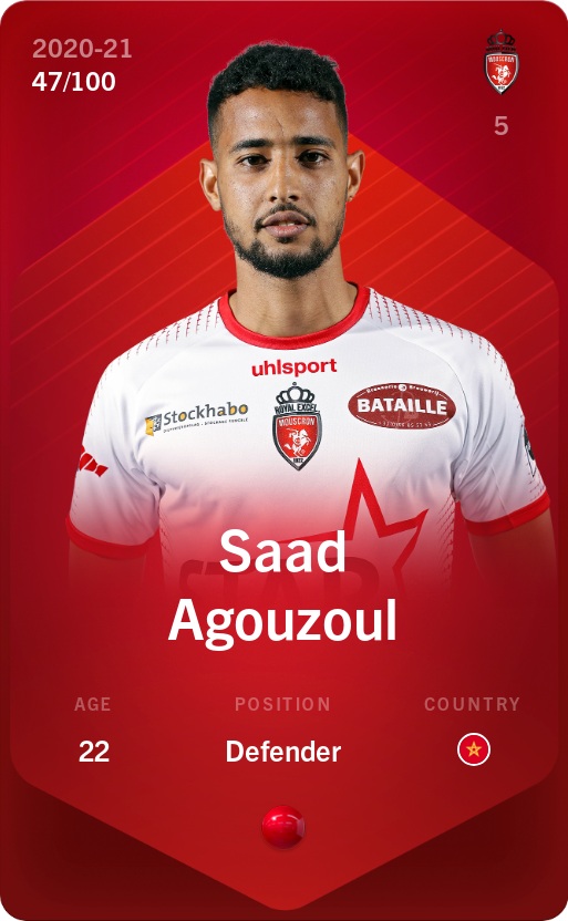Sorare - Sorare Official - Saad Agouzoul 2020-21 • Rare 47/100 - NFT # 1289049926439758011280487604700229908980284055519438637642485288113188552388