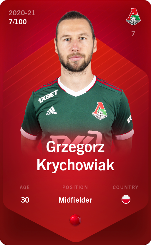 Sorare - Sorare Official - Grzegorz Krychowiak 2020-21 • Rare 7/100 - NFT # 91592009179780241311115500061088441359995991022144336518827673319750122976038
