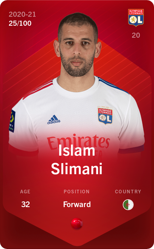 Sorare - Sorare Official - Islam Slimani 2020-21 • Rare 25/100 - NFT # 113747400030078883919744607463915350768961464015888622862073899827792763099978