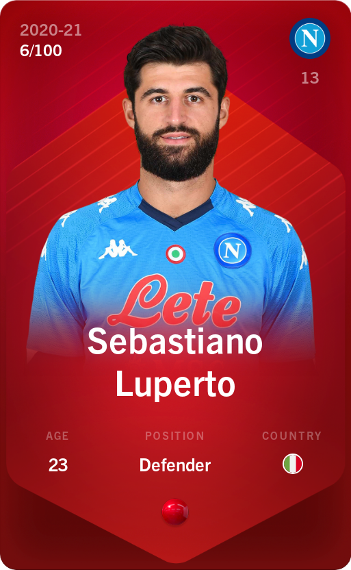 Sorare - Sorare Official - Sebastiano Luperto 2020-21 • Rare 6/100 - NFT # 40598006674833709907594292591294077693070541087719501549386181538813320549875