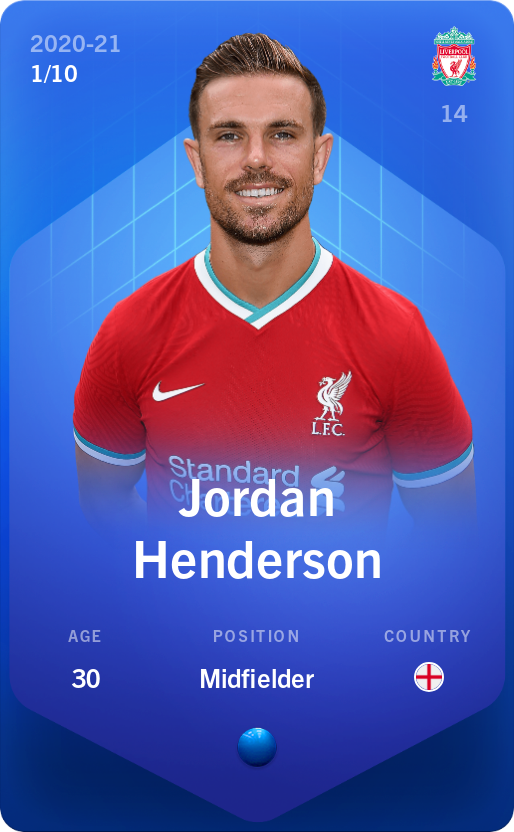 Sorare - Sorare Official - Jordan Henderson 2020-21 • Super Rare 1/10 - NFT # 94173010836499188495636293942987322244843897333014730392369461107031636604755