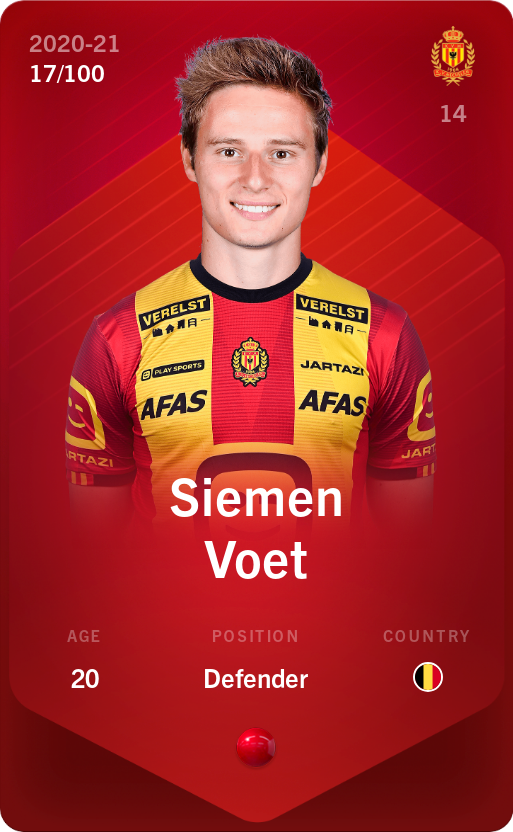 Sorare - Sorare Official - Siemen Voet 2020-21 • Rare 17/100 - NFT # 72936965394229927236245685777899037037991269661758585444296541310167785303713
