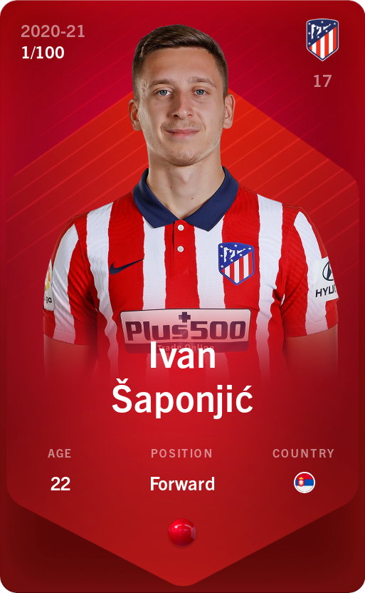 Sorare - Sorare Official - Ivan Šaponjić 2020-21 • Rare 1/100 - NFT # 70099766847888446636773379751019784960902370583272138403697255664107443829878