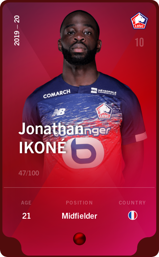 Sorare - Sorare Official - Jonathan Ikoné 2019-20 • Rare 47/100 - NFT # 100723398382231222323929620941478045476724084674988020906818031398423868778397