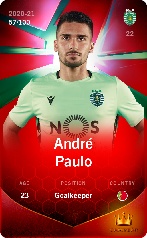 Sorare - Sorare Official - André Paulo 2020-21 • Rare 57/100 - NFT # 33055531969268251779070461283854139872178872689307891597410204624594334960910