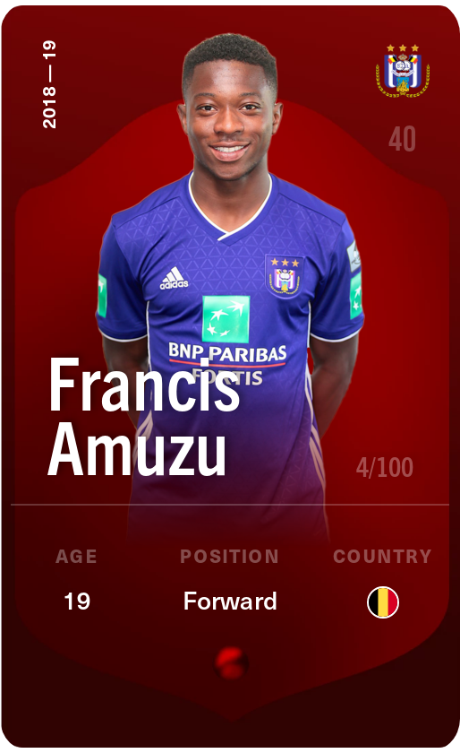 Sorare - Sorare Official - Francis Amuzu 2018-19 • Rare 4/100 - NFT # 83085677431183717768498757779524261449956754312593268602594855186478659296001