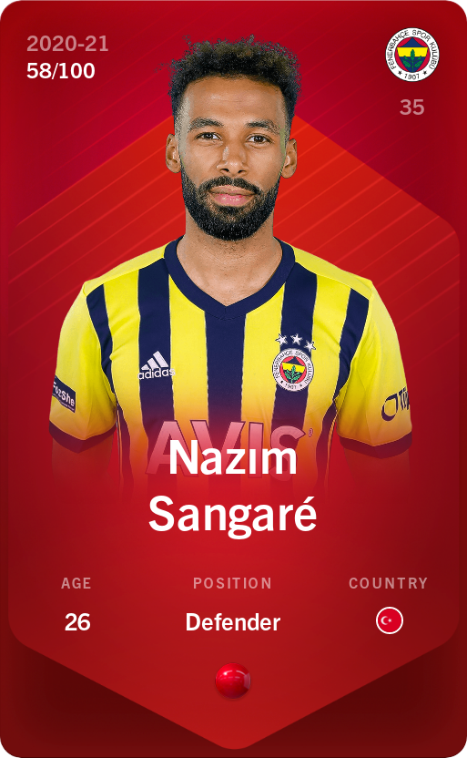 Sorare - Sorare Official - Nazım Sangaré 2020-21 • Rare 58/100 - NFT # 17685404166060766938311235255353309971504917913861919325345436507815557414058