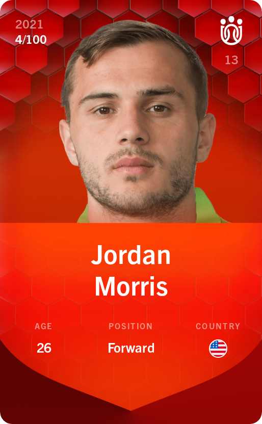 Sorare - Sorare Official - Jordan Morris 2021-22 • Rare 4/100 - NFT # 90753196776389083245718334213230498964551744058789372674775527854061352269263