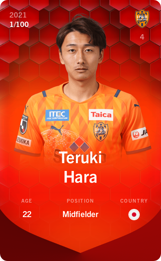 Sorare - Sorare Official - Teruki Hara 2021-22 • Rare 1/100 - NFT # 863619856897552623650423334421280931144273389800847172803724827853515753331