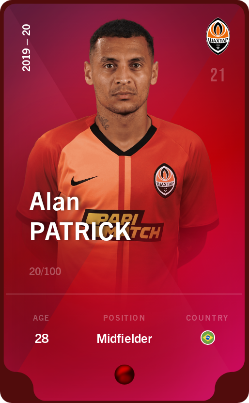 Sorare - Sorare Official - Alan Patrick 2019-20 • Rare 20/100 - NFT # 105076967937341484936609896876009270732712844017832509162007817634720667963308