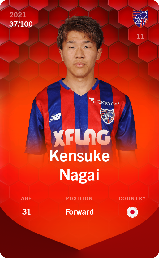 Sorare - Sorare Official - Kensuke Nagai 2021-22 • Rare 37/100 - NFT # 35967379008570300021081075474298450900386582754163546350416940054363121464207