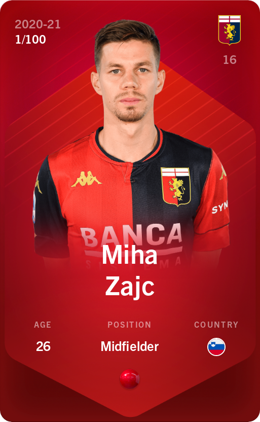 Sorare - Sorare Official - Miha Zajc 2020-21 • Rare 1/100 - NFT # 111408153332100454707311534805729702135346706487229626817614039071354342019347