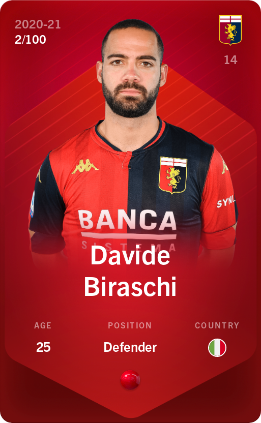 Sorare - Sorare Official - Davide Biraschi 2020-21 • Rare 2/100 - NFT # 82018427254304855759279516608291293597405242635140227979996407642897542797383