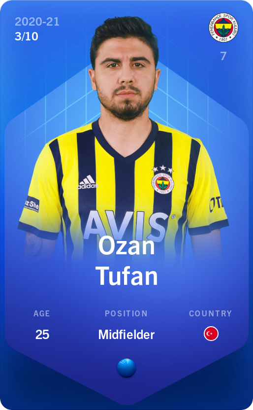 Sorare - Sorare Official - Ozan Tufan 2020-21 • Super Rare 3/10 - NFT # 76127802424763092422505861892610753657495425501235238075082195939534311843417
