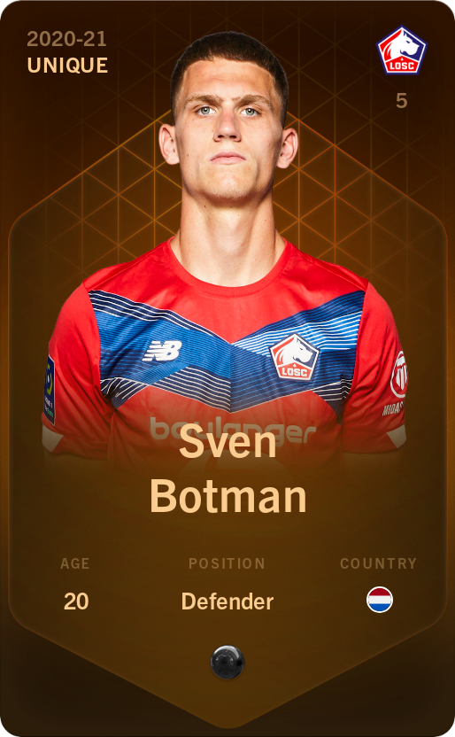 Sorare - Sorare Official - Sven Botman 2020-21 • Unique - NFT # 109371338494904869478125051817793783344955890956236522948313099477685776123689