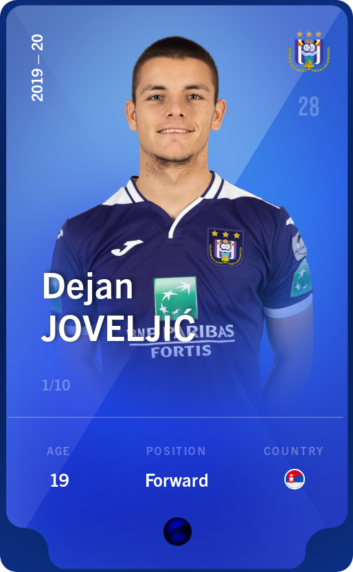 Sorare - Sorare Official - Dejan Joveljić 2019-20 • Super Rare 1/10 - NFT # 23739143781188772863705504567123934657699594017687488204181732207634212245450