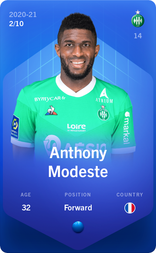 Sorare - Sorare Official - Anthony Modeste 2020-21 • Super Rare 2/10 - NFT # 76439908533385707031531940134097515068248413935082831103426712468036993701111