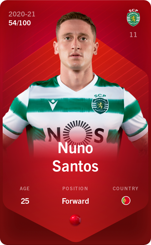 Sorare - Sorare Official - Nuno Santos 2020-21 • Rare 54/100 - NFT # 105675470710050041225162873217484319324667459584985431605175743280538896016813