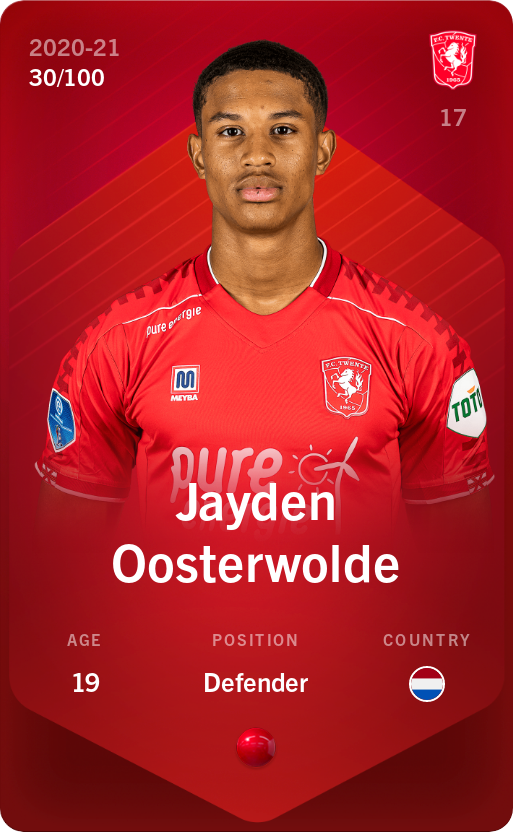 Sorare - Sorare Official - Jayden Oosterwolde 2020-21 • Rare 30/100 - NFT # 30142476905275356061946156803705665299308167568183622232614247827357969285399