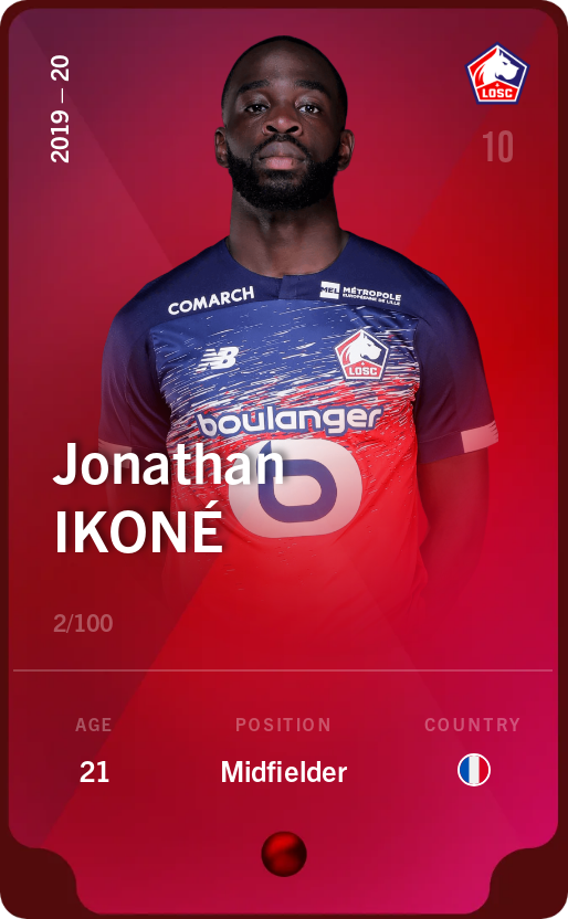 Sorare - Sorare Official - Jonathan Ikoné 2019-20 • Rare 2/100 - NFT # 39575404974302762588584922278976895909693929962932152735727973253525938492250