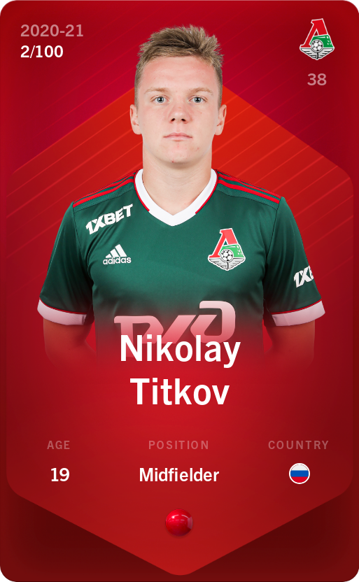 Sorare - Sorare Official - Nikolay Titkov 2020-21 • Rare 2/100 - NFT # 57344652281733137029123268545255743039774469347020711867839105468035414385695