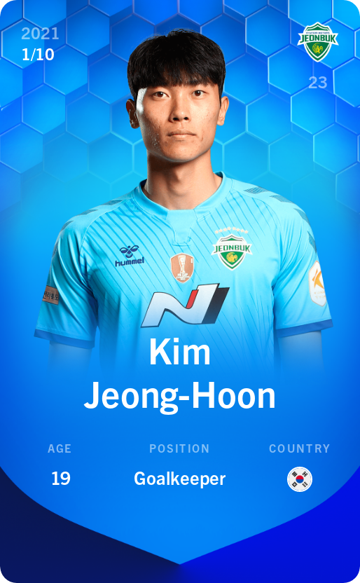 Sorare - Sorare Official - Kim Jeong-Hoon 2021-22 • Super Rare 1/10 - NFT # 73812659097453807725908482711155125783891298613921645577034919074371964151763