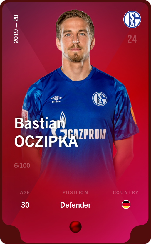 Sorare - Sorare Official - Bastian Oczipka 2019-20 • Rare 6/100 - NFT # 98242115550124082093286655608123044115903222512117292017055214538192943818223