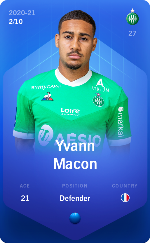 Sorare - Sorare Official - Yvann Macon 2020-21 • Super Rare 2/10 - NFT # 99152874264477386166770117217828039944941003401598472122915937045439788580209