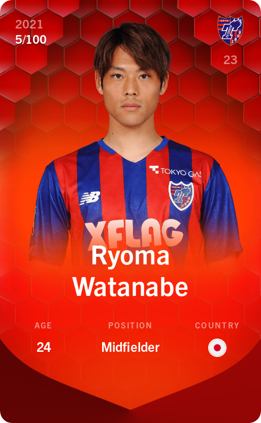 Sorare - Sorare Official - Ryoma Watanabe 2021-22 • Rare 5/100 - NFT # 3152730281906265152766451510647178778263094424042814955218265816686472202582