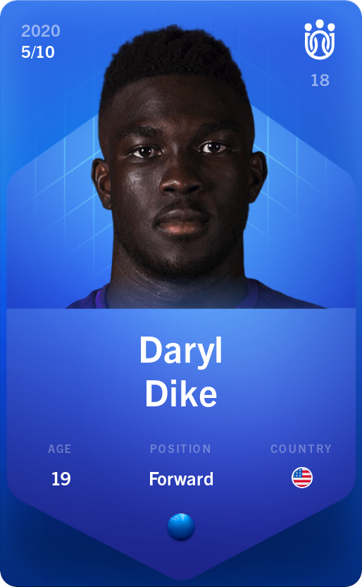 Sorare - Sorare Official - Daryl Dike 2020-21 • Super Rare 5/10 - NFT # 58454980544882788616649877206758143356592387522149207305921631698707048216625