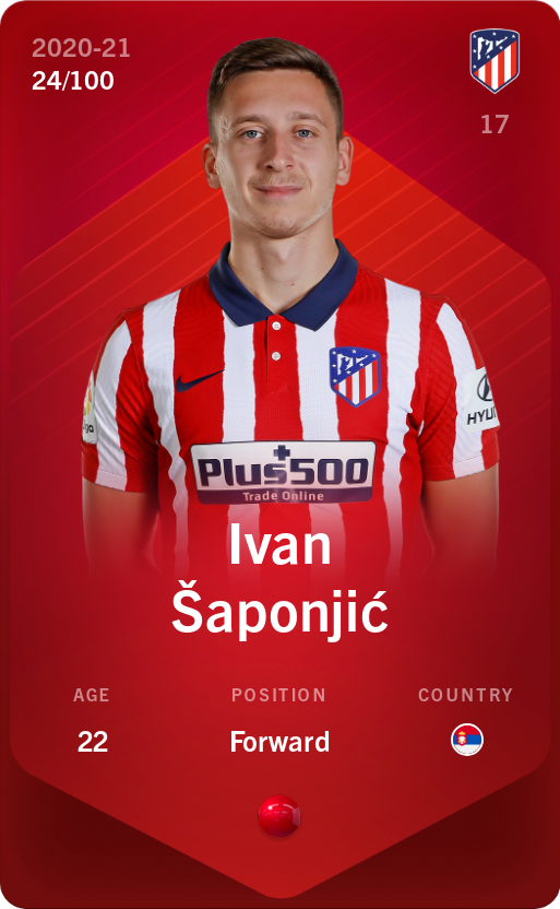Sorare - Sorare Official - Ivan Šaponjić 2020-21 • Rare 24/100 - NFT # 12551993061965898763004658355866127934685573393173018952132056202741907097826