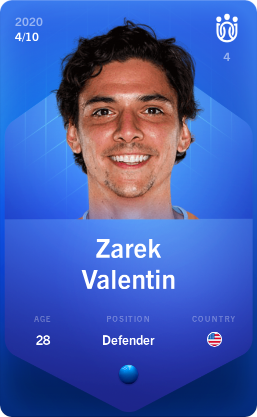 Sorare - Sorare Official - Zarek Valentin 2020-21 • Super Rare 4/10 - NFT # 49913419291158021520926104019400652928186976385239584178357097094968401904534