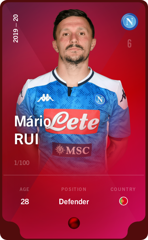 Sorare - Sorare Official - Mário Rui 2019-20 • Rare 1/100 - NFT # 28826817596965324056951956968897031092397335710031658662356002404811840223459